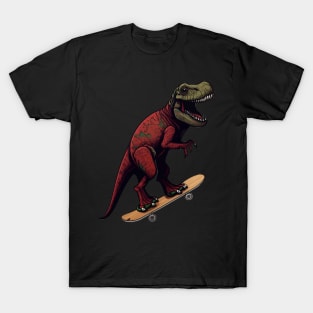dinosaur skating Trex T-Shirt
